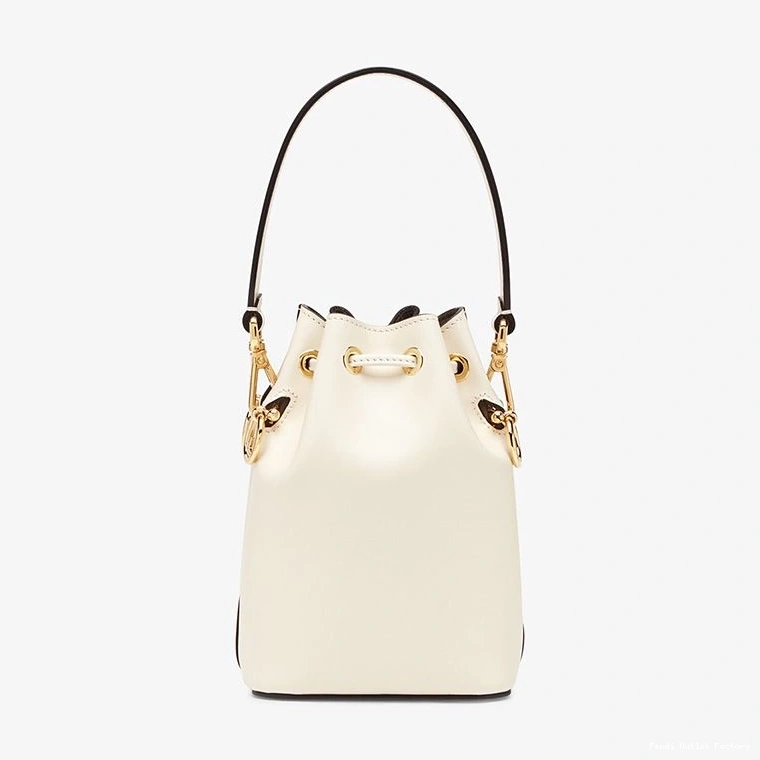Cheap HOT Leather Mon In Tresor White Fendi Bucket Bag Mini Calf ROMA Logo 0722